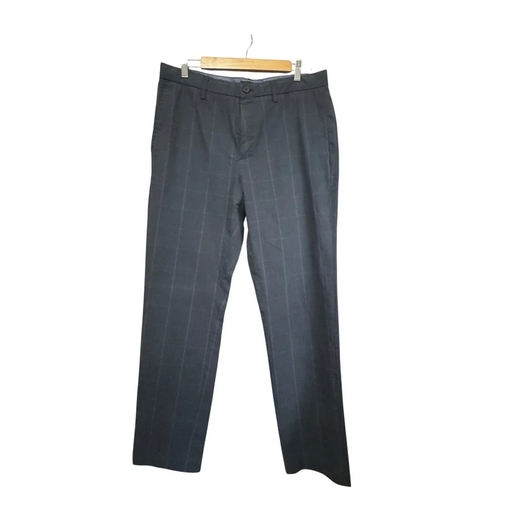 Banana Republic Aiden Fit Chinos Mens 33x32 Grey Excellent Windowpane Plaid Pant